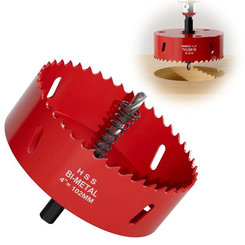 FIVELAKE 4" (102mm) Bi-Metal M42 High Speed Steel Hole Saw with Pilot Drill Bit, Smooth Cutting Edge for PVC, Drywall, Wood, Plastic, Gypsum Board, Rubber, Thin Metal - Image 1